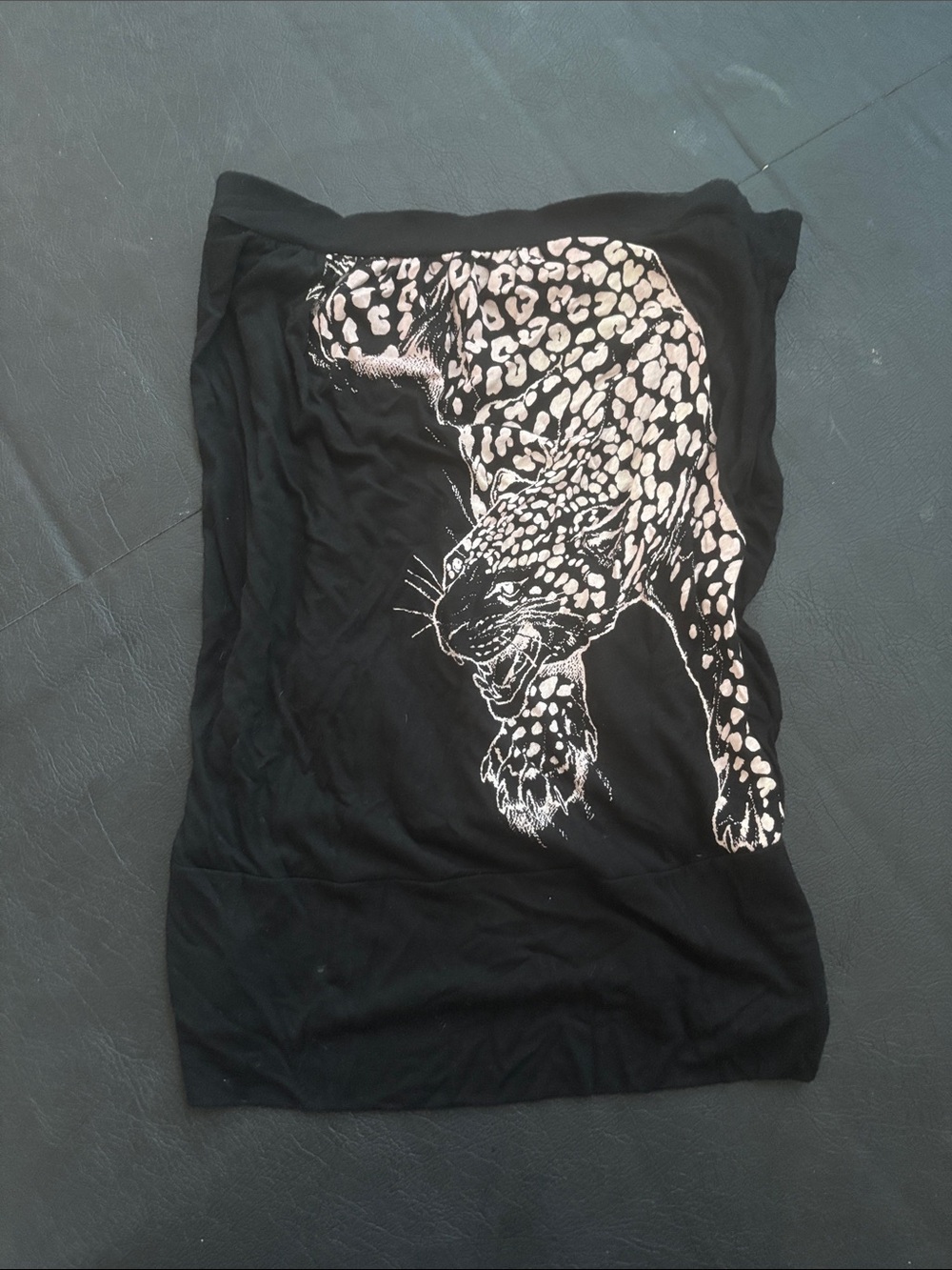 Black Tank Top with Leopard Graphic